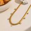 6MM 304 Stainless Steel Flat Snake Chain Necklaces with Clear Cubic Zirconia Tassel for Women AU3115-4