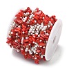 Handmade Natural Shell & ABS Imitation Beaded Chains CHS-F025-13G-03-2