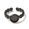 Flower 304 Stainless Steel Cuff Ring Components STAS-P454-05A-B-2