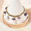 Natural Gemstone Chip and Shell Pearl Beads Tassel 304 Stainless Steel Figaro Chain Bracelets BJEW-JB14346-2