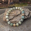 Cube Natural Amazonite & Synthetic Non-magnetic Hematite Beads Stretch Bracelets for Women Men PF6426-11-1