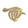 Snake Brass Micro Pave Cubic Zirconia Open Cuff Rings RJEW-G329-02G-01-1