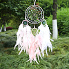 Girl's Heart Iron Ring Woven Net/Web with Feather Wall Hanging Decoration PW-WG22127-01-3