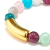 Acrylic Round Beaded Stretch Bracelet with Curved Tube for Women BJEW-JB07565-5