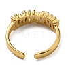 Rack Plating Brass Open Cuff Rings with Cubic Zirconia KK-D026-37G-3