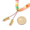 Golden Natural Lava Rock Round Power Beads Necklace for Kid NJEW-JN03759-7