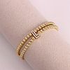 Brass Micro Pave Clear Cubic Zirconia Beads Double Strands Stretch Bracelets for Women FS-WGC7159-12-1