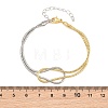 Duo Tone Brass Round Snake Chain Knot 2-Strand Bracelets for Women KK-CBA68DA-17C-GP-5