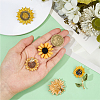 5Pcs 5 Styles Sunflower Alloy Rhinestone Lapel Pins for Backpack Clothes JEWB-OC0001-05-3