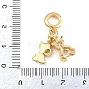 Brass Pave Clear Cubic Zirconia Animal European Dangle Charms KK-H273-53G-04-3