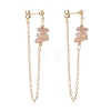 Natural Sunstone Chip Beads Dangle Stud Earrings for Women EJEW-TA00028-02-1