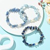 3Pcs 3 Styles Natural Mixed Gemstone Chip & Cultured Freshwater Pearl Beaded Stretch Bracelets Set for Women BJEW-JB13762-08-1