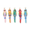 5Pcs Glass Seed Beaded Pendants PALLOY-MZ01239-1