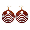 Hollow Out Flat Round Wood Dangle Earrings FS-WGEA979-03-1