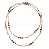 Round Natural Tiger Eye & Nuggets Topaz Beaded Wrap Long Necklaces NJEW-JN05907-01-5