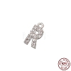 Real Platinum Plated Rhodium Plated 925 Sterling Silver Micro Pave Clear Cubic Zirconia Charms STER-P054-10P-R-1