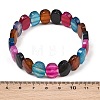 Dyed & Heated Natural Agate Oval Beaded Stretch Bracelet G-E010-01-16-3