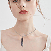 1Pc Natural Amethyst Bullet Macrame Pouch Pendant Alloy Chain Necklaces NJEW-PA0001-01C-6