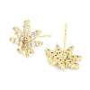 Brass Micro Pave Clear Cubic Zirconia Stud Earrings for Women EJEW-S217-D04-2