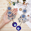 2Pcs Flat Round Glass Turkish Blue Evil Eye Pendant Decoration HJEW-DC0001-09-3