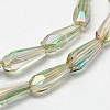 Faceted Rainbow Plated Teardrop Electroplated Glass Beads Strands EGLA-F104-01A-2
