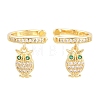 Owl Brass Micro Pave Cubic Zirconia Cuff Earrings EJEW-Z164-01G-4