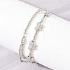 Brass Micro Pave Clear Cubic Zirconia Butterfly and Round Beaded Necklaces KK-CBA4547-13P-3