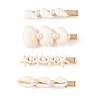 4Pcs 4 Styles Natural Shell Alligator Hair Clips PHAR-TA000002-2