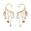 Brass Bees & Glass Teardrop Tassel Earrings EJEW-TA00538-1