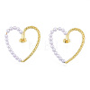 Heart Brass Stud Earring for Women EJEW-N011-103-2