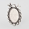 Vintage Adjustable Iron Finger Ring Components Alloy Double Kissing Birds Cabochon Bezel Settings PALLOY-O039-14AS-2