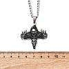 201 Stainless Steel Viking Deer Skull Cross Pendant Twisted Chain Necklaces for Men NJEW-S440-04AS-3