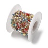 Handmade 304 Stainless Steel Chains with Faceted Rondelle Glass Beads CHS-K020-15G-2