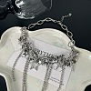 Star Brass & Alloy Crystal Rhinestone Tassel Choker Necklaces FS-WGAD64A-01-1