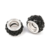 Polymer Clay Rhinestone European Large Hole Beads with Silver Color Plated Brass Cores FPDL-R002-01-1