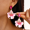 Flower Alloy Rhinestone Dangle Stud Earrings FS-WG119D4-01-2
