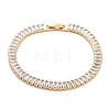 Brass Pave Clear Cubic Zirconia Rectangle Link Bracelets BJEW-B094-11B-G-1