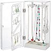 Rectangle Plastic Jewelry Organizer Storage Box with 24 Hooks OBOX-WH0001-06-1