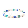 Natural & Synthetic Mixed Gemstome Round Beaded Stretch Bracelet for Women BJEW-JB08284-1