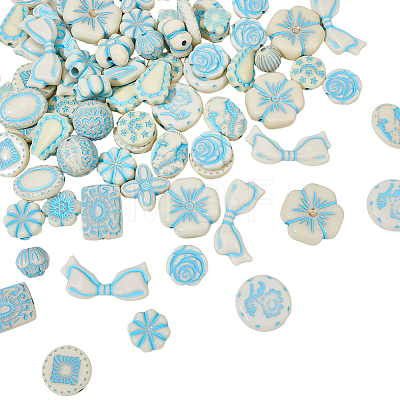120Pcs 20 Styles Opaque Acrylic Enamel Beads OACR-SC0003-10-1