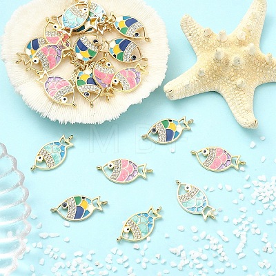 10Pcs Alloy Enamel Fish Links Connectors ENAM-YW0005-86A-1