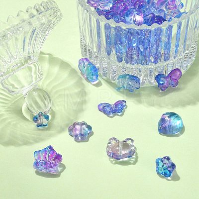 100Pcs 10 Styles Transparent Glass Beads GLAA-CJ0001-96-1