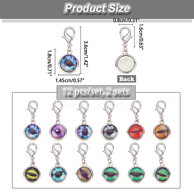 Glass Flat Round Eye Charm Locking Stitch Markers HJEW-PH01713-1
