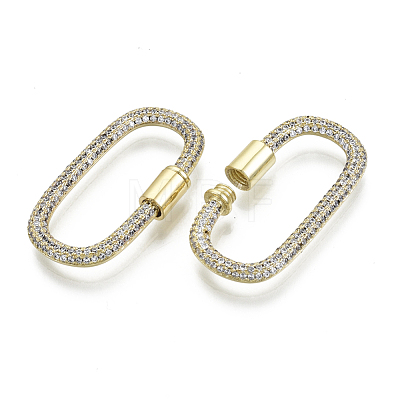 Brass Micro Pave Cubic Zirconia Screw Carabiner Lock Charms ZIRC-N039-008A-NF-1