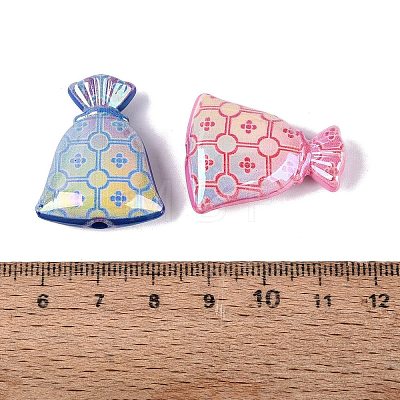 UV Plating Opaque Printed Acrylic Beads OACR-Q202-03-1