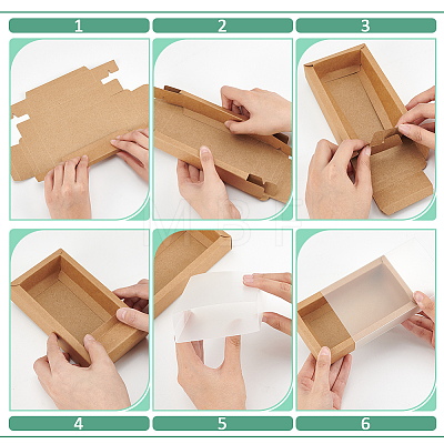 Foldable Paper Drawer Boxes with Clear Plastic Cover LS-CON-WH0095-68A-05-1