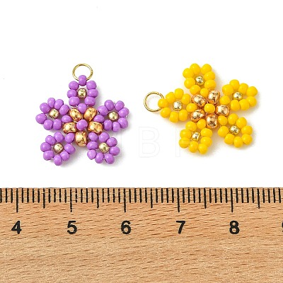 Beaded Flower Charms PALLOY-MZ01347-1