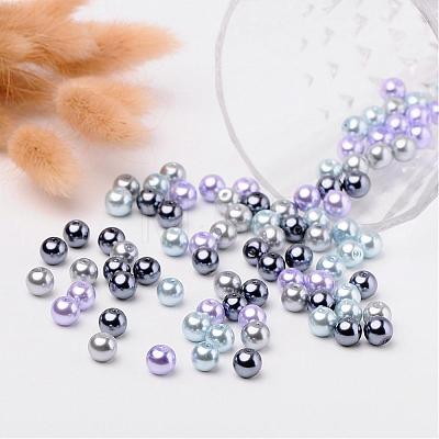 Silver-Grey Mix Pearlized Glass Pearl Beads HY-X006-8mm-13-1