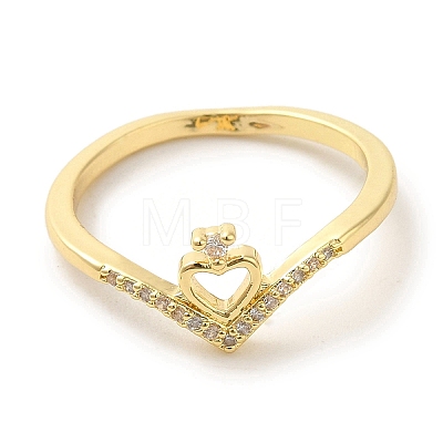 Brass Micro Pave Cubic Zirconia Rings for Women RJEW-E295-03G-1