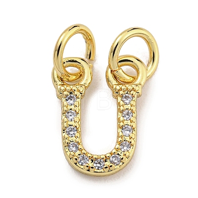 Initial Letter Brass with Cubic Zirconia Charms KK-Q814-26U-G-1